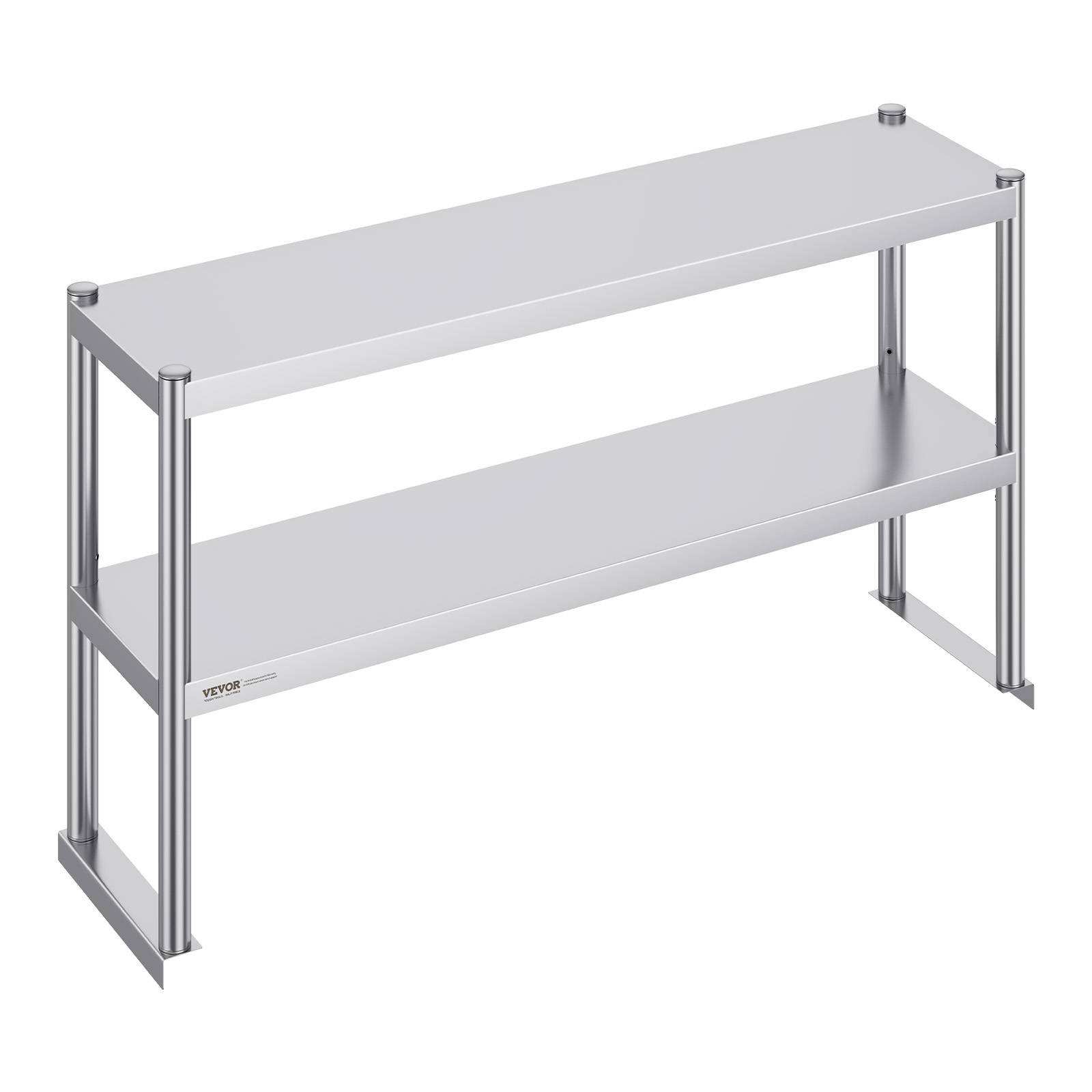 VEVOR Étagère deux niveaux réglable acier inoxydable surélevée 12x48 pouces pour tables préparation de cuisine. - Image 1
