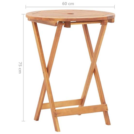 Table de Bistro Ronde Pliante en Bois d'Acacia Huilé, Ø 60 cm avec Trou pour Parasol – ComfortXL Outdoor Living - Image 7