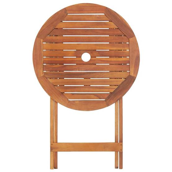 Table de Bistro Ronde Pliante en Bois d'Acacia Huilé, Ø 60 cm avec Trou pour Parasol – ComfortXL Outdoor Living - Image 6