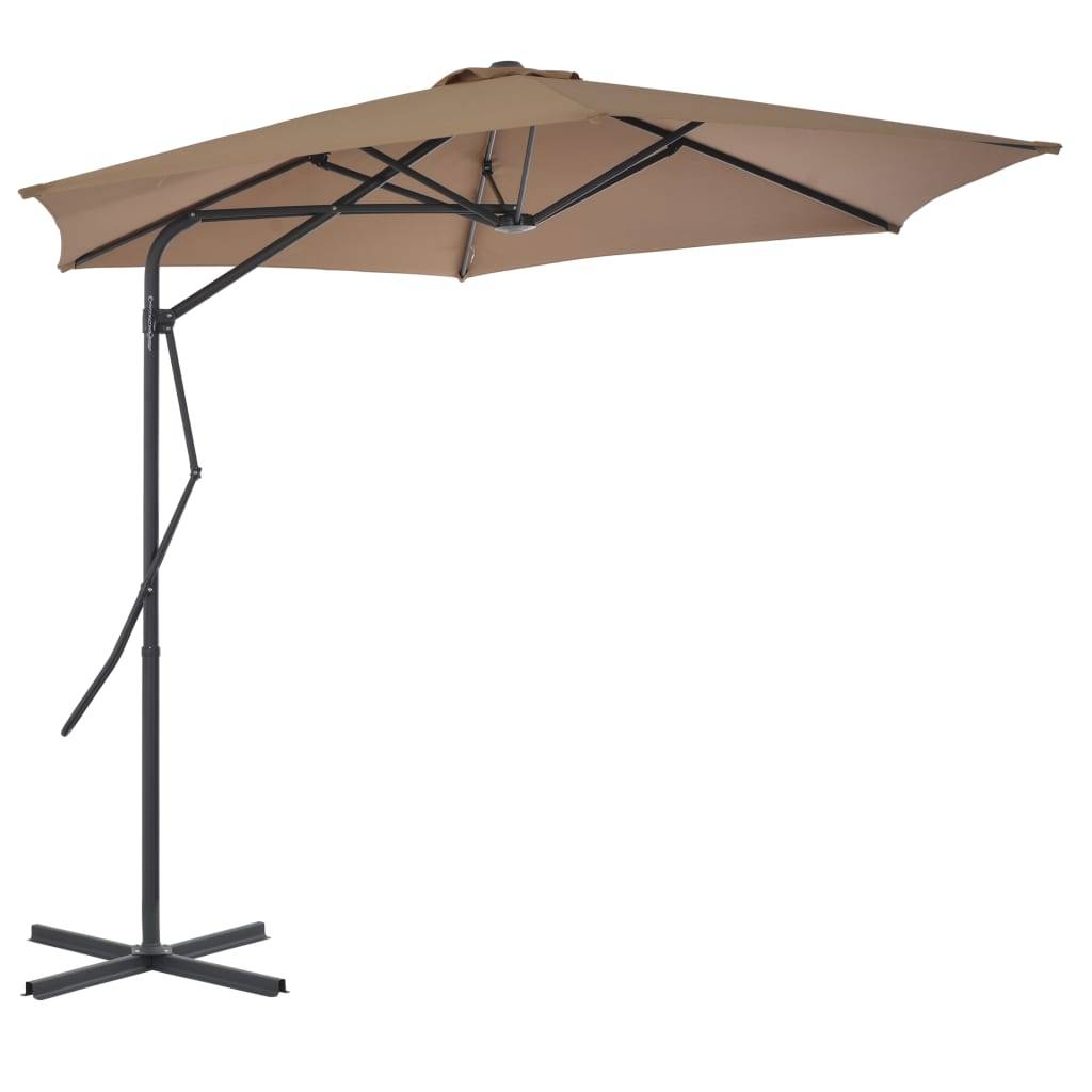 Helloshop26 - Parasol mobilier de jardin d'extérieur avec poteau en acier 300 cm taupe - Imagen 2