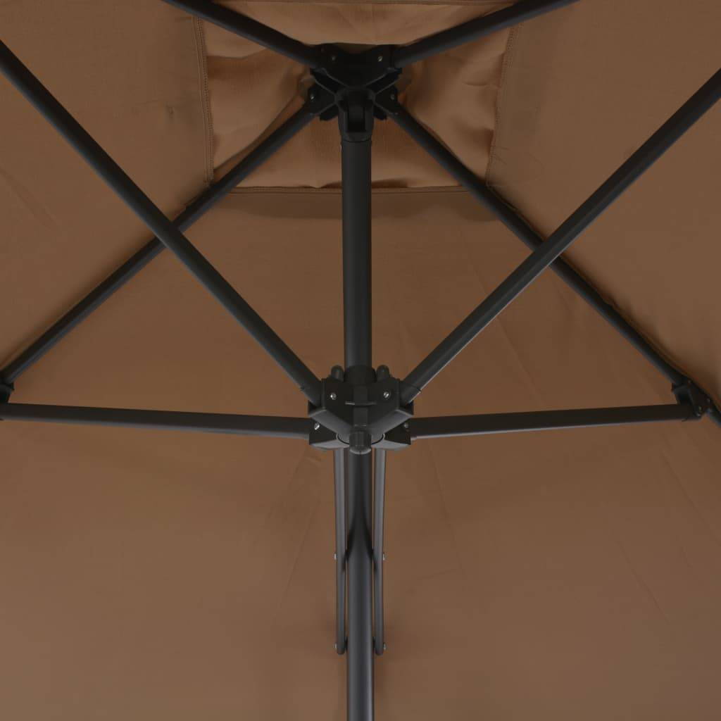 Helloshop26 - Parasol mobilier de jardin d'extérieur avec poteau en acier 300 cm taupe - Imagen 5