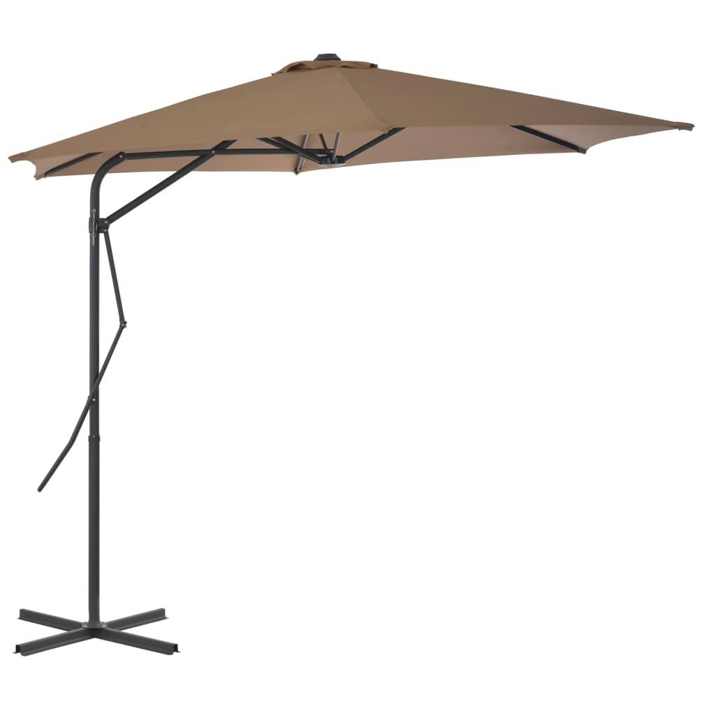 Helloshop26 - Parasol mobilier de jardin d'extérieur avec poteau en acier 300 cm taupe - Imagen 1