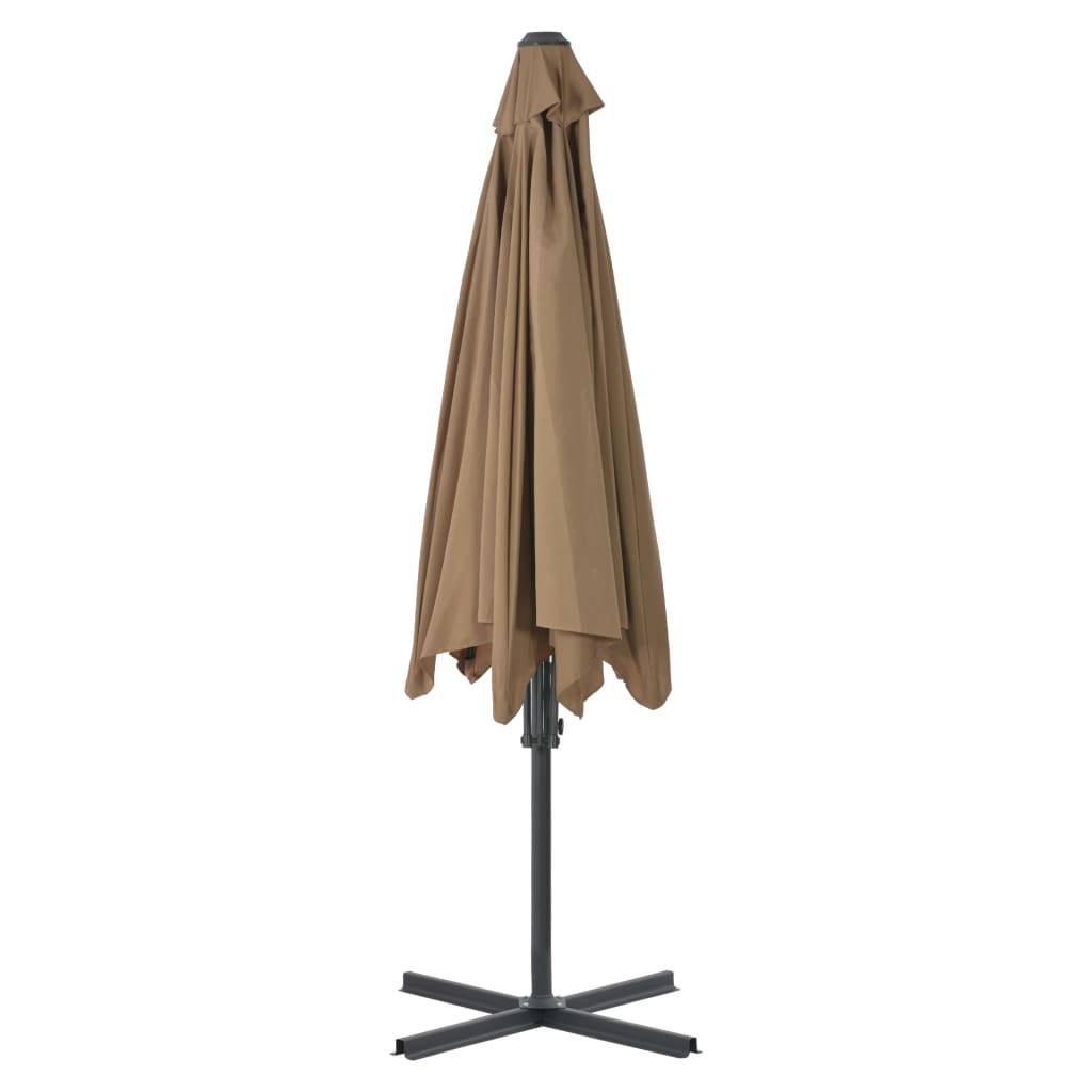 Helloshop26 - Parasol mobilier de jardin d'extérieur avec poteau en acier 300 cm taupe - Imagen 4