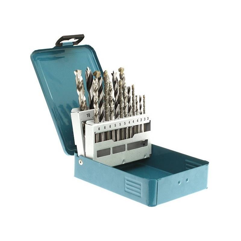 Coffret de 18 forets cylindriques pour bois, acier, béton D-46202 MAKITA