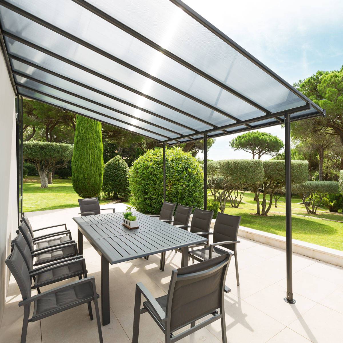 Hesperide - Pergola adossée Belize Graphite - Hespéride