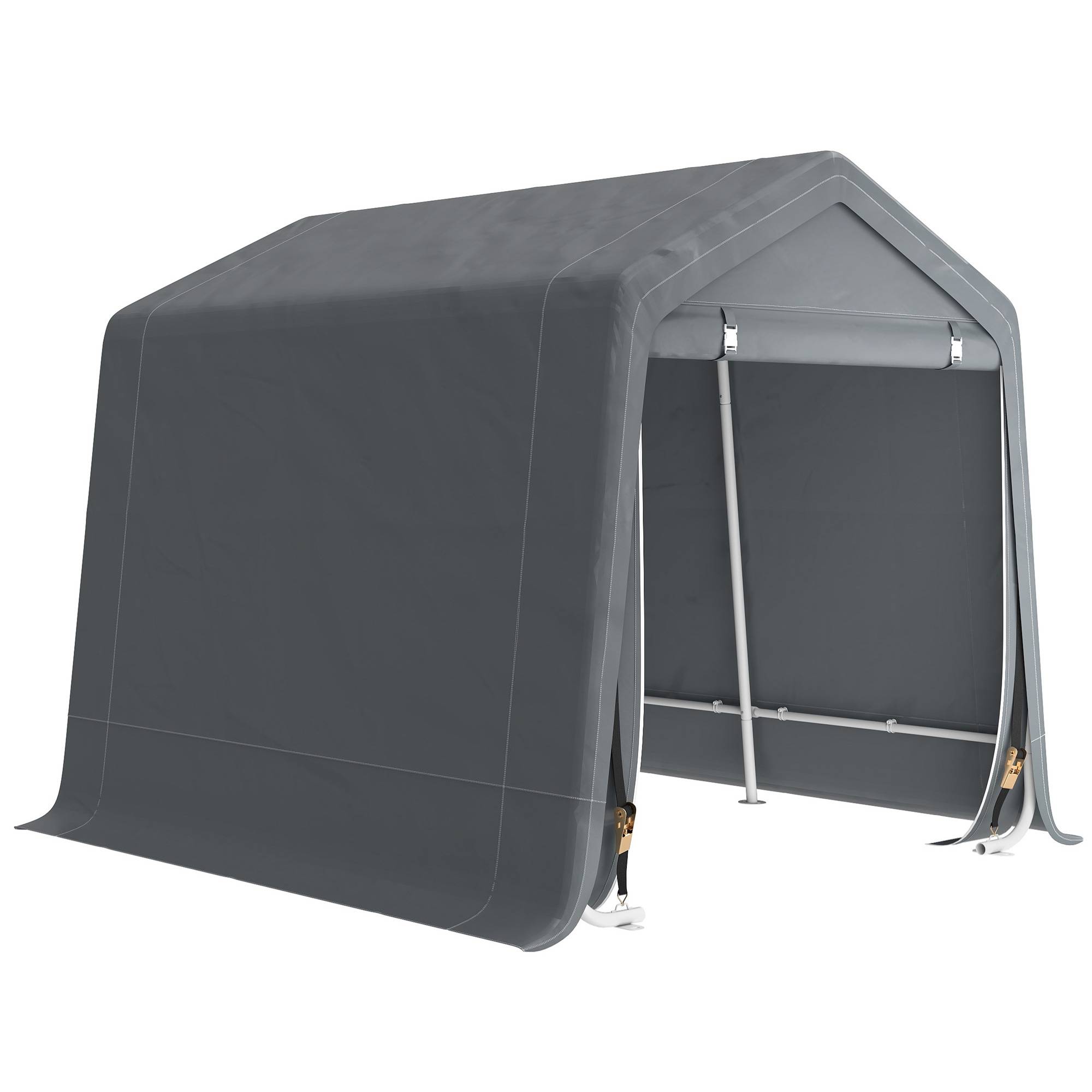 Sans Marque - Abri vélos jardin porte métal cadre métal 2 portes revêtement imperméable anti-UV 2,4x2x2 m gris foncé - Image 1