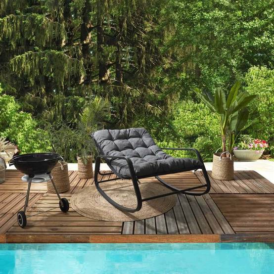 The Home Deco Factory - Fauteuil de jardin à bascule en métal Miamii - Image 2