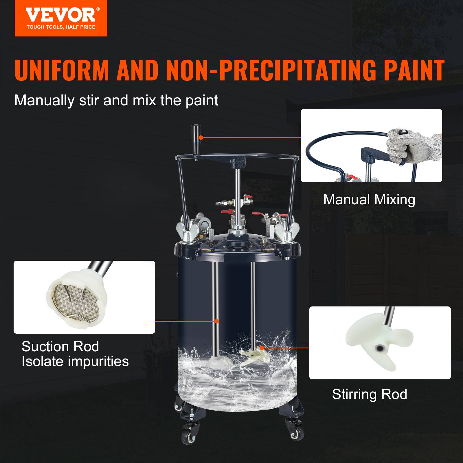 Vevor - VEVOR Réservoir de Peinture sous Pression Pot de Pression de Peinture 30L 70PSI - Image 2