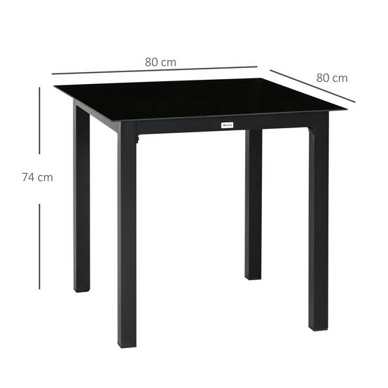 ComfortXL - Table de jardin extérieure aluminium verre noir 80 x 80 cm pour 4 personnes stable - ComfortXL Outdoor Living - Image 5