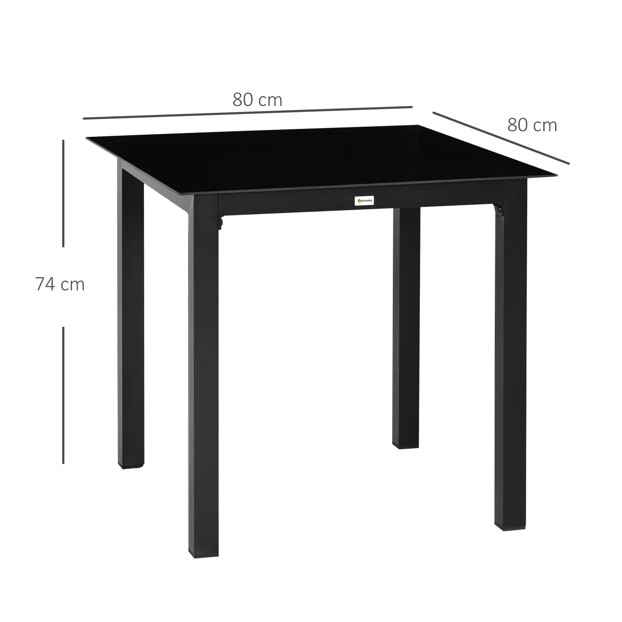 ComfortXL - Table de jardin extérieure aluminium verre noir 80 x 80 cm pour 4 personnes stable - ComfortXL Outdoor Living - Image 5