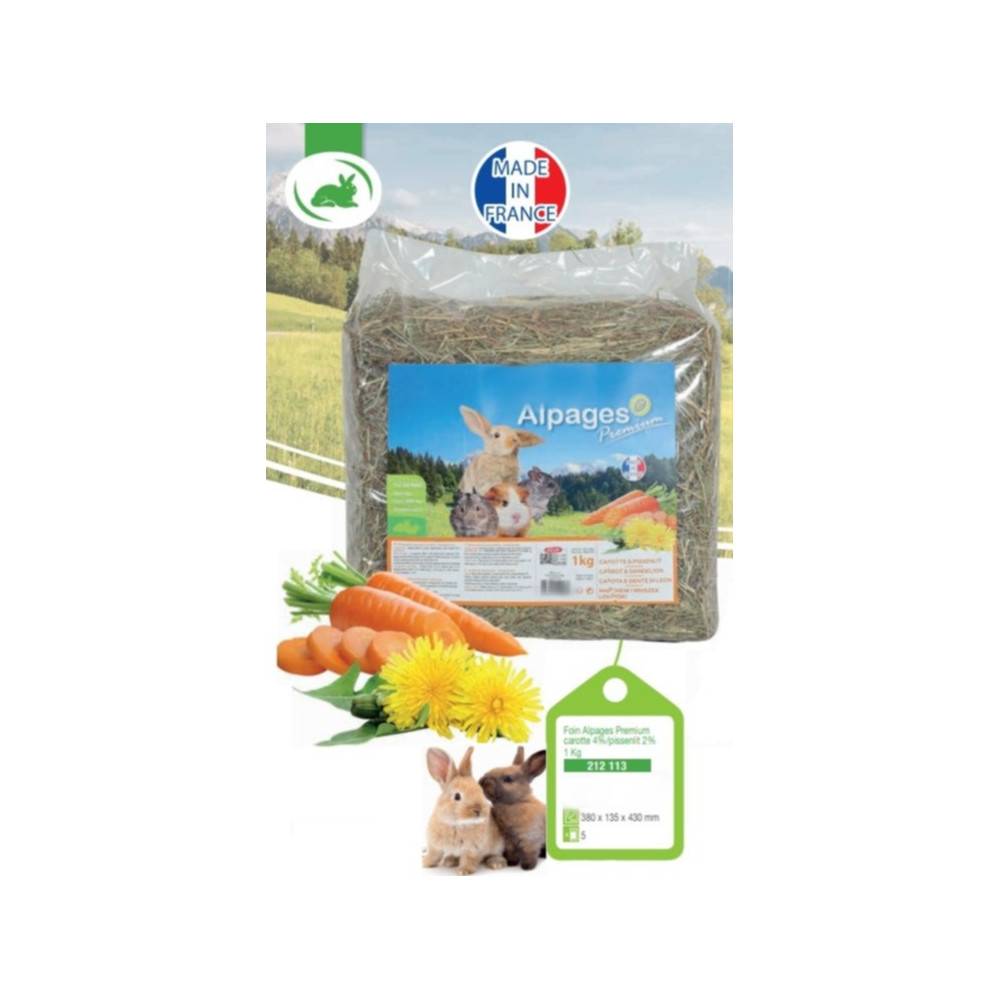 Foin alpage, carotte et pissenlit, 1 kg, pour rongeur. - Image 3