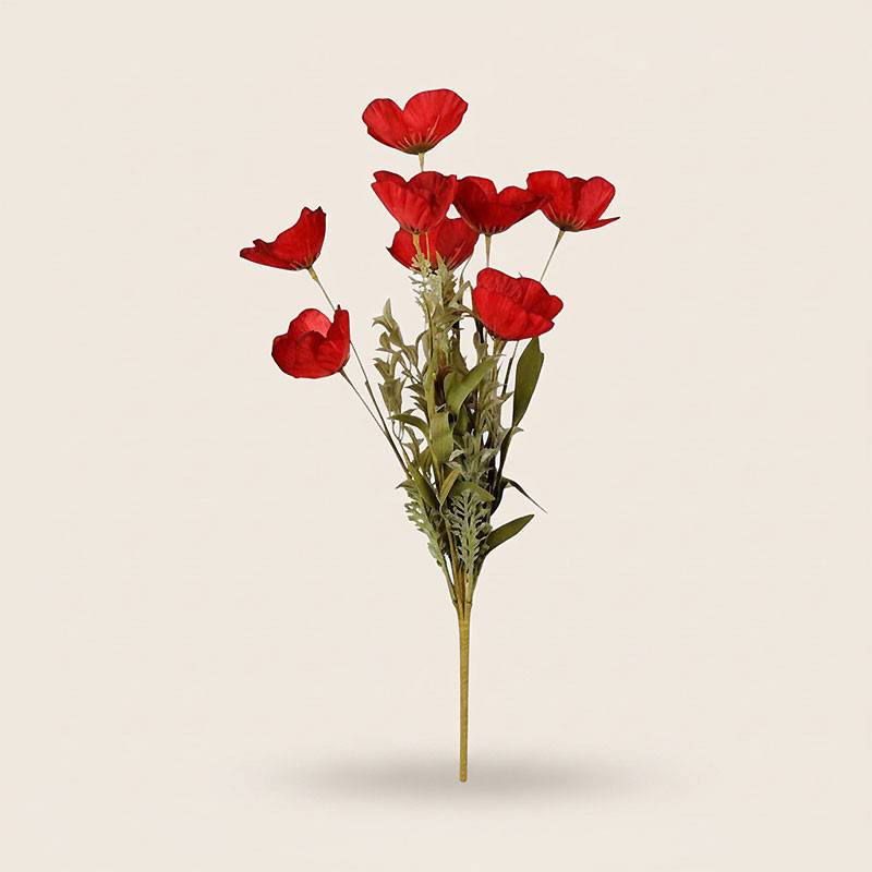 Bouquet Coquelicot Rouge Polyester 53cm - Image 1