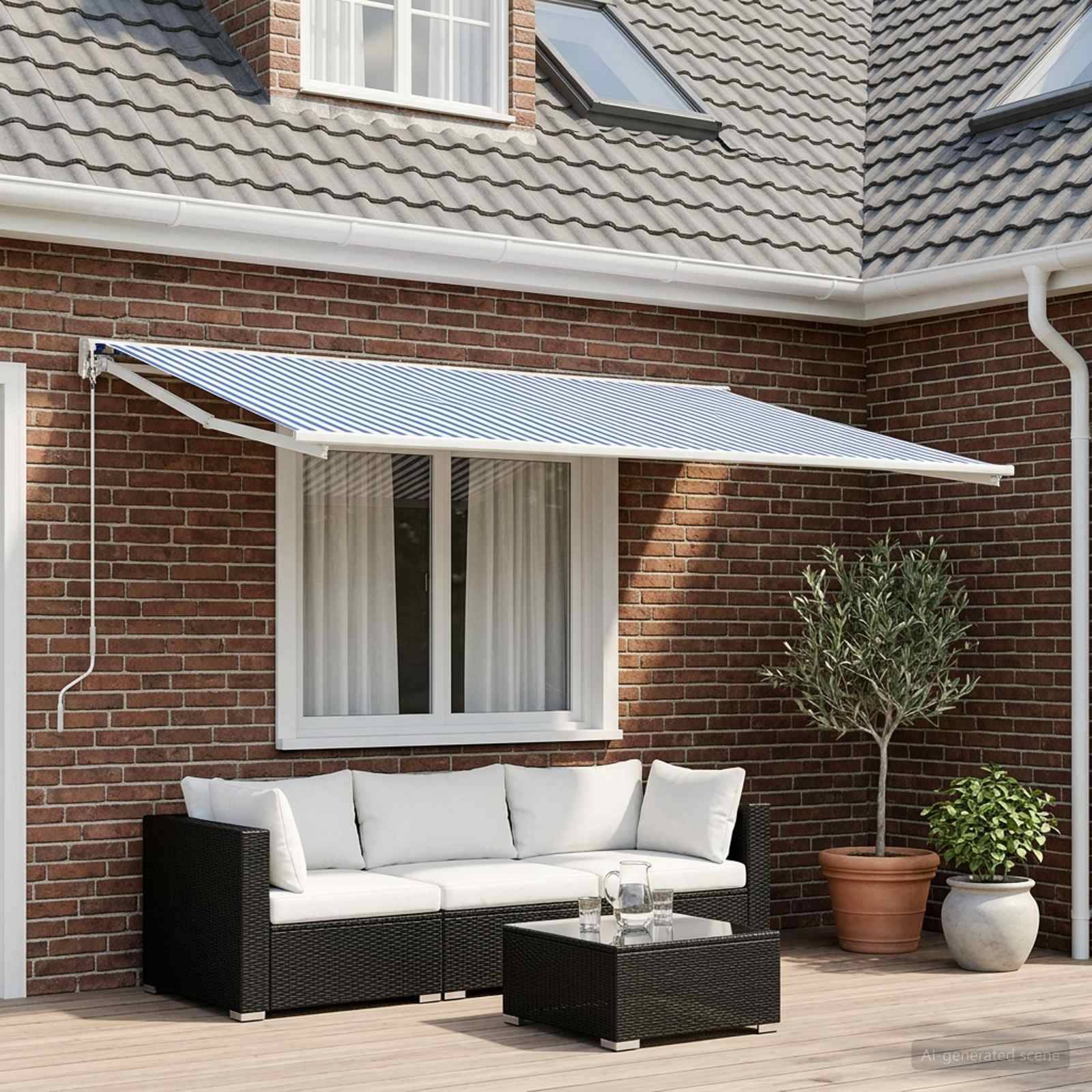 PANGIVO - Toile de rechange pour auvent polyester bleu et blanc 450 x 350 cm - PANGIVO - Image 1