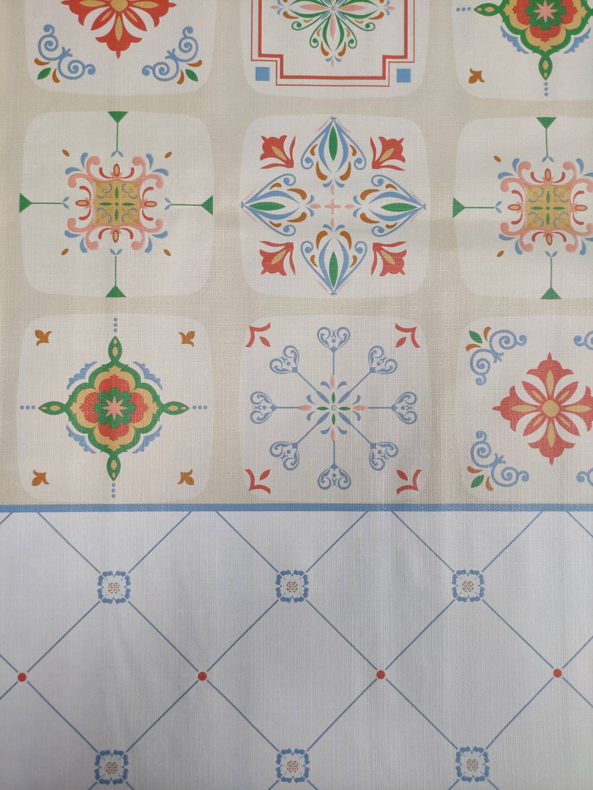 Nappe Composition PVC Base Polyester Anti-taches Mosaïque Bleue Taille 140X250 CM - Image 3