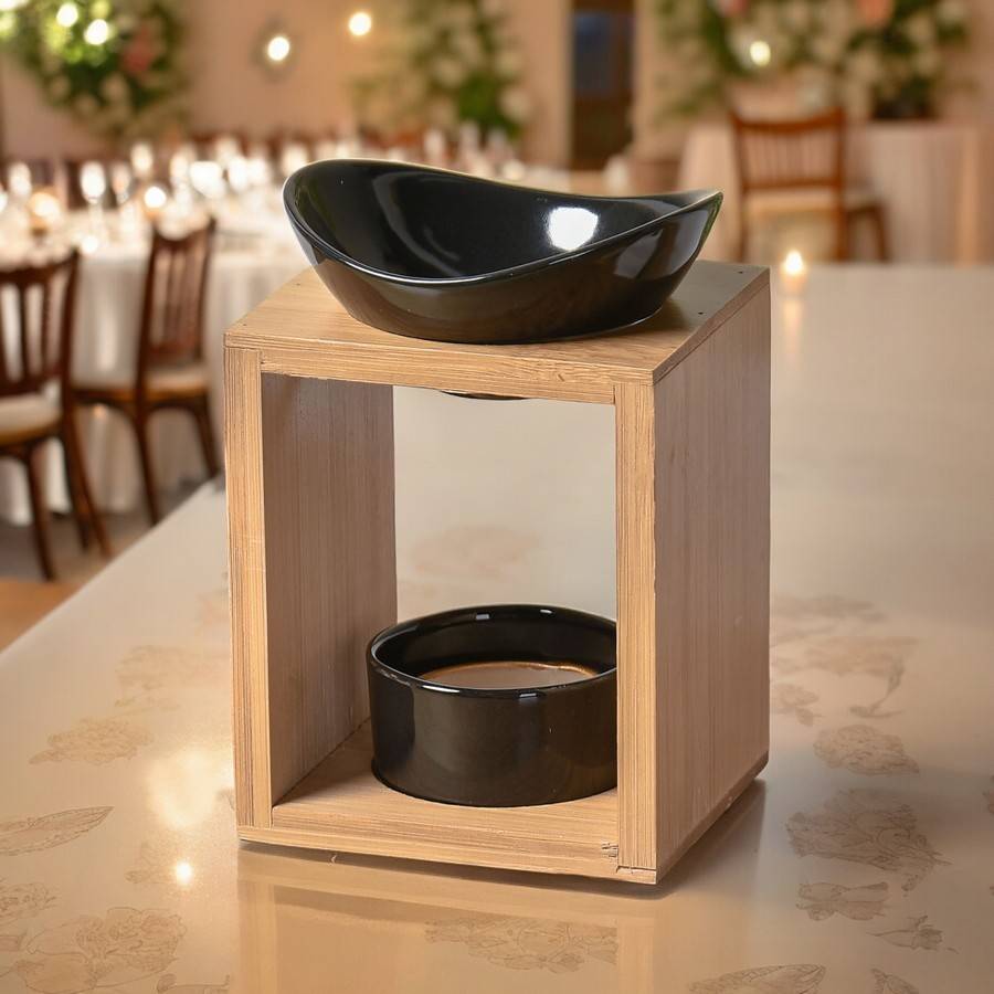 Brûle Parfum Kalos - Brûleur Fondant Parfumé – Diffuseur Huile Essentielle – Brûleur en céramique et bambou - H: 12 cm - Zen'Arôme - Image 10