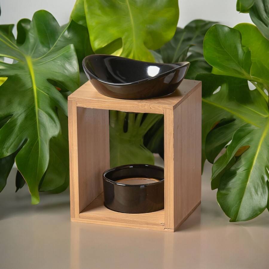 Brûle Parfum Kalos - Brûleur Fondant Parfumé – Diffuseur Huile Essentielle – Brûleur en céramique et bambou - H: 12 cm - Zen'Arôme - Image 6