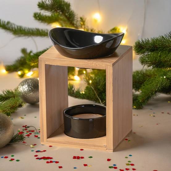 Brûle Parfum Kalos - Brûleur Fondant Parfumé – Diffuseur Huile Essentielle – Brûleur en céramique et bambou - H: 12 cm - Zen'Arôme - Image 3