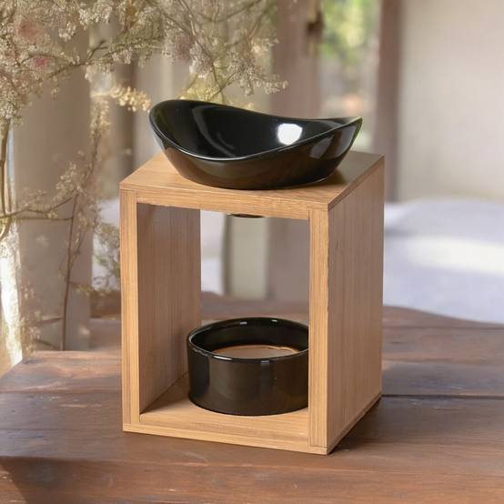 Brûle Parfum Kalos - Brûleur Fondant Parfumé – Diffuseur Huile Essentielle – Brûleur en céramique et bambou - H: 12 cm - Zen'Arôme - Image 9