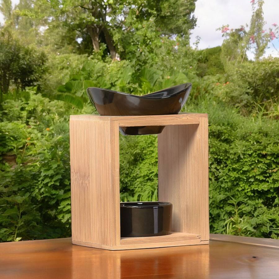 Brûle Parfum Kalos - Brûleur Fondant Parfumé – Diffuseur Huile Essentielle – Brûleur en céramique et bambou - H: 12 cm - Zen'Arôme - Image 4
