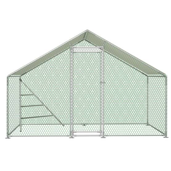 Enclos Poulailler Acier Jardin Volière avec Toit et Perchoir 6m² 3x2m Blanc - ComfortXL Outdoor Living - Image 2
