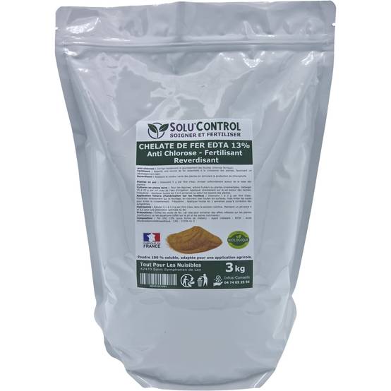 SOLU'CONTROL - Chélate de Fer EDTA 13%, Anti-chlorose, Fertilisant, Reverdissant, 3 kg - Image 2