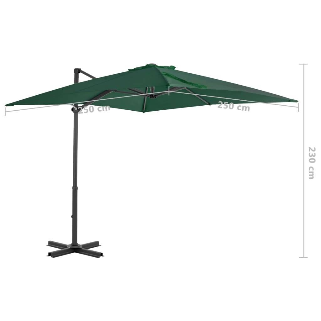 Helloshop26 - Parasol meuble de jardin en porte-à-faux et mât en aluminium 250 x 250 cm vert - Imagen 7