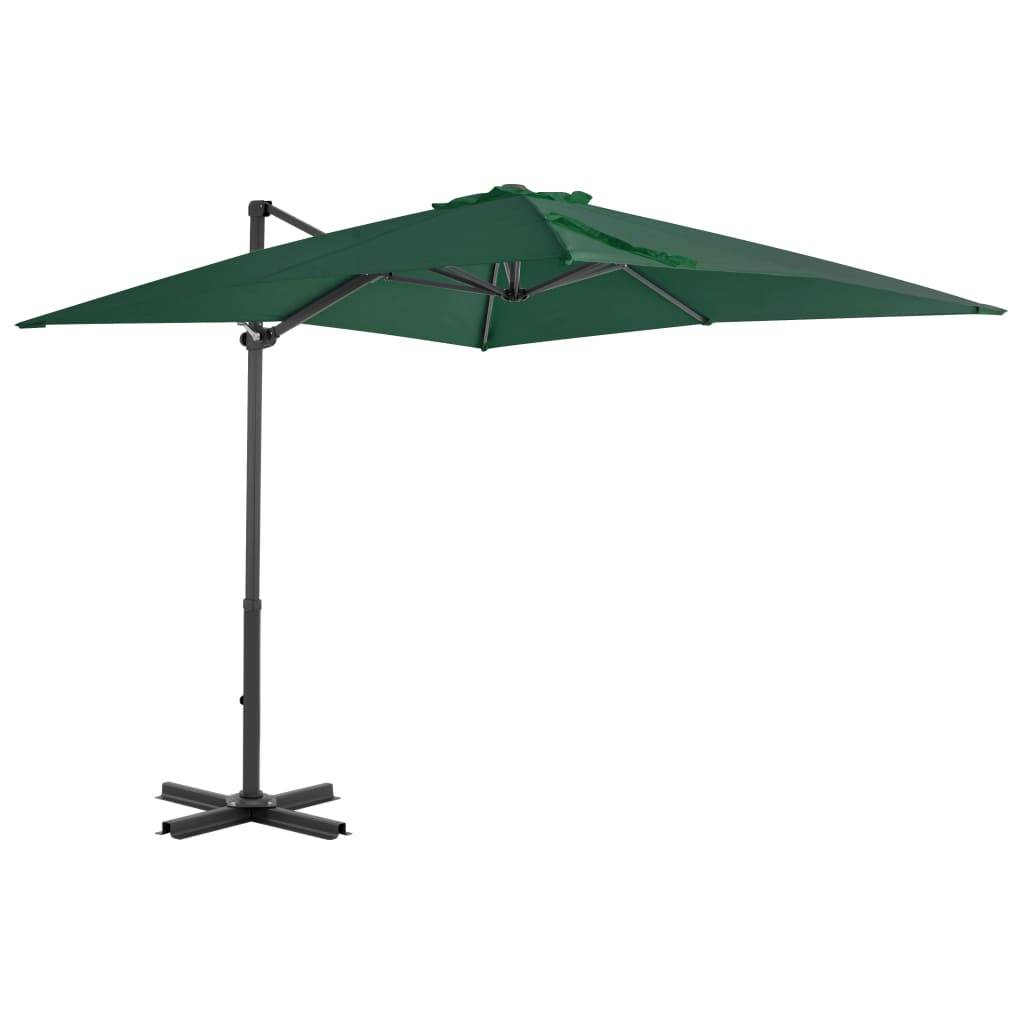 Helloshop26 - Parasol meuble de jardin en porte-à-faux et mât en aluminium 250 x 250 cm vert - Imagen 1