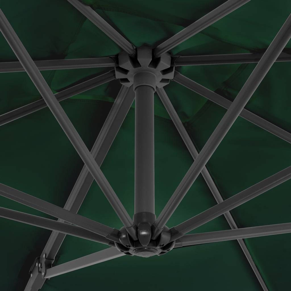 Helloshop26 - Parasol meuble de jardin en porte-à-faux et mât en aluminium 250 x 250 cm vert - Imagen 5