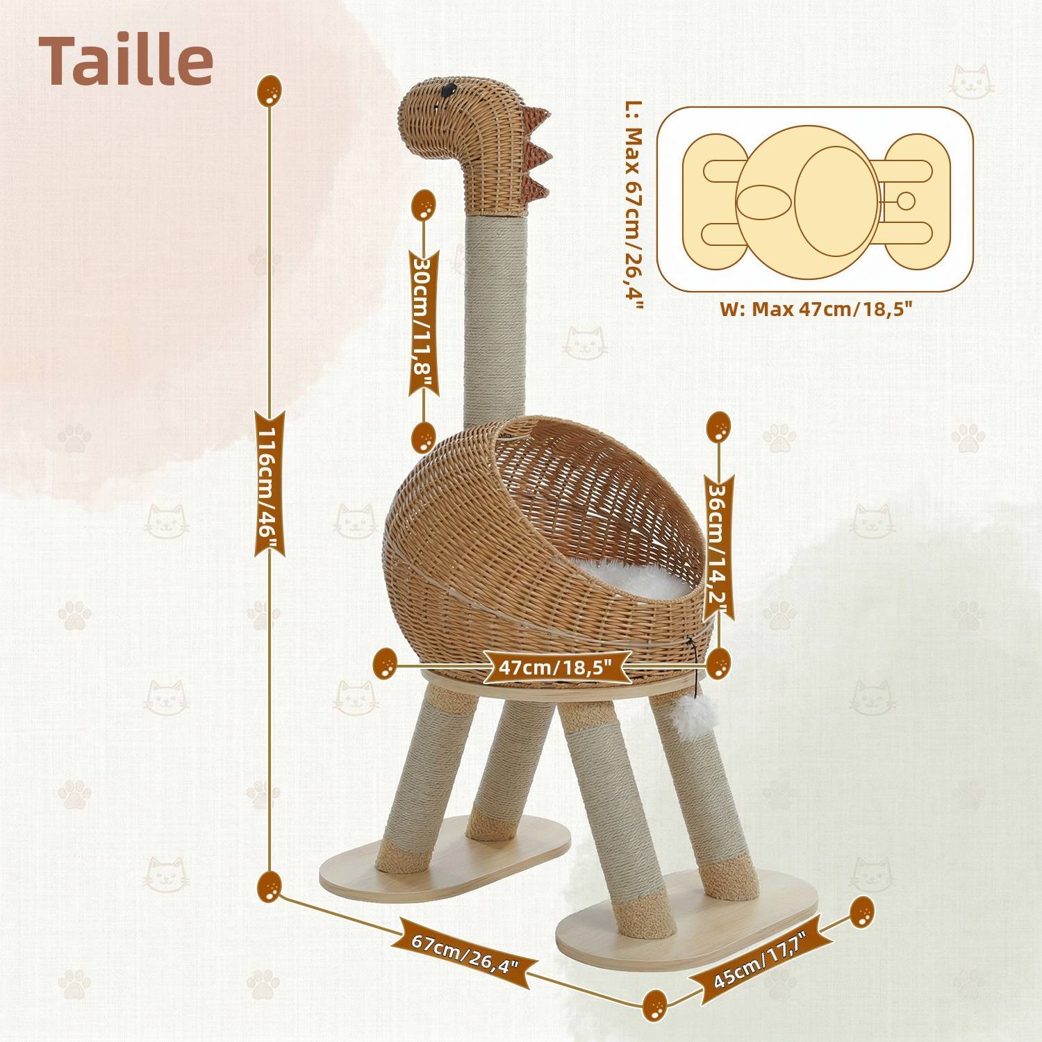 Arbre à Chat Moderne en Forme de Dinosaure 116 cm PAWZ Road - Image 2