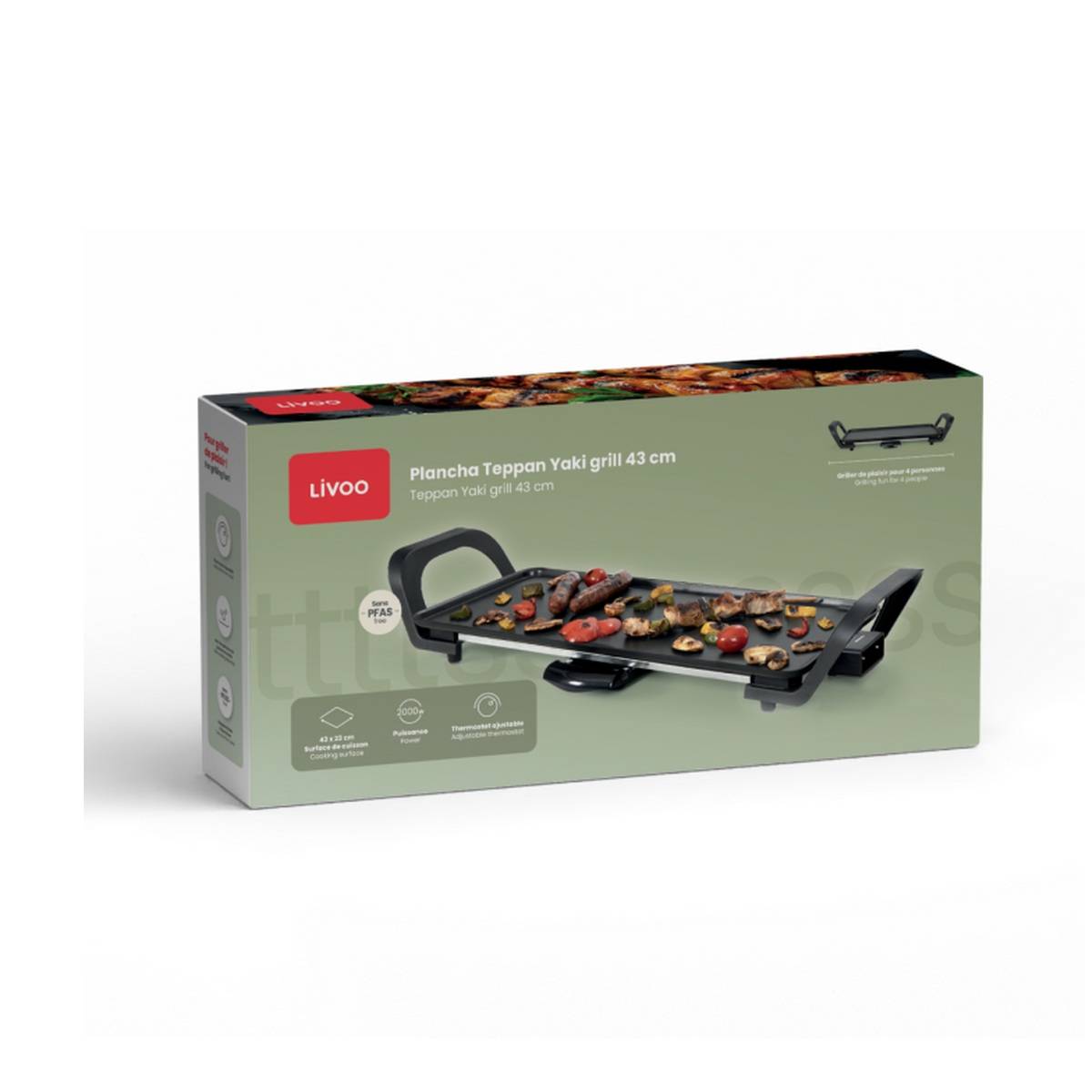 Livoo - Plancha électrique 2000w 43x23cm noir DOC351 Livoo - Image 6