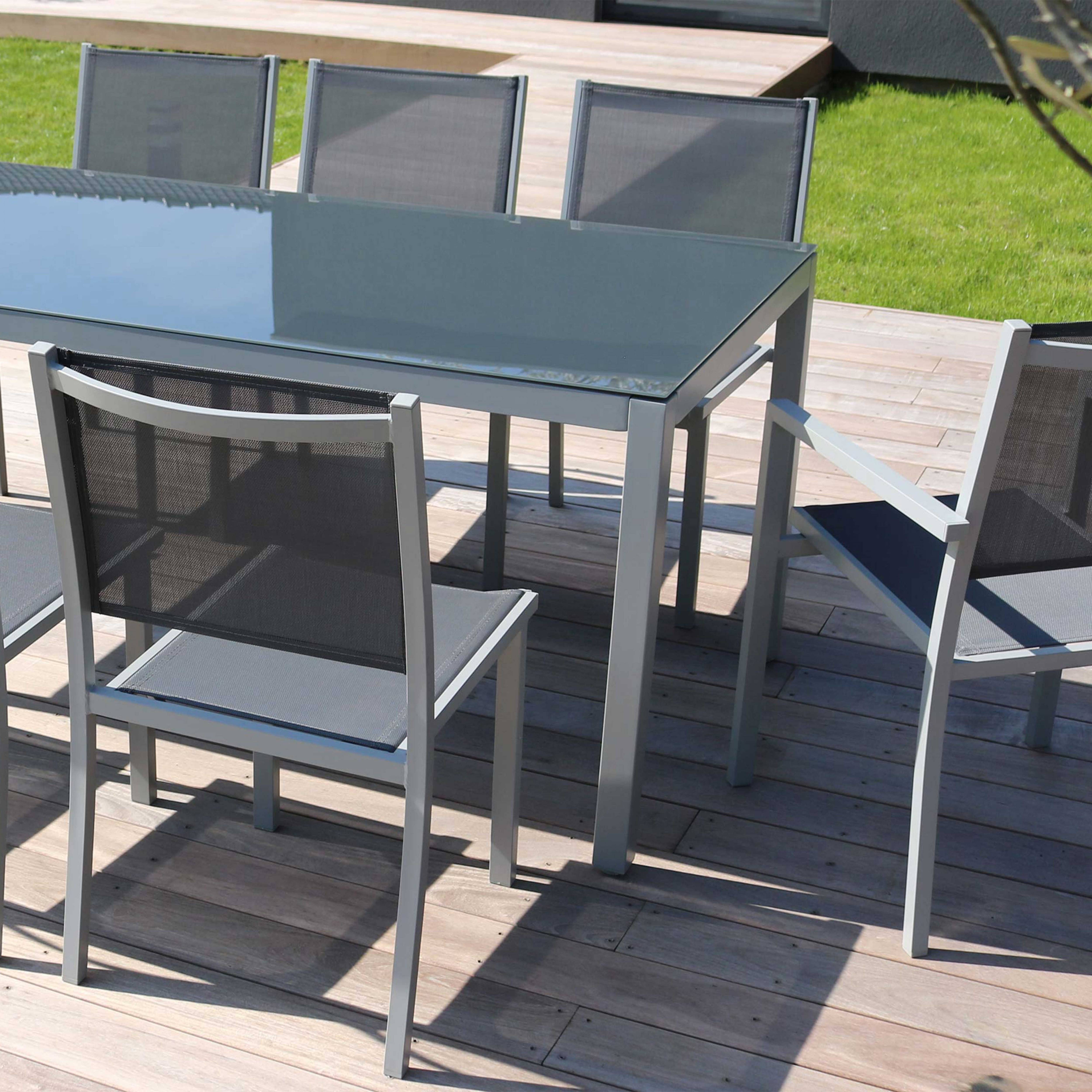 Oviala - Lot de 2 chaises de jardin en aluminium et textilène gris Ajaccio - Oviala - Imagen 6