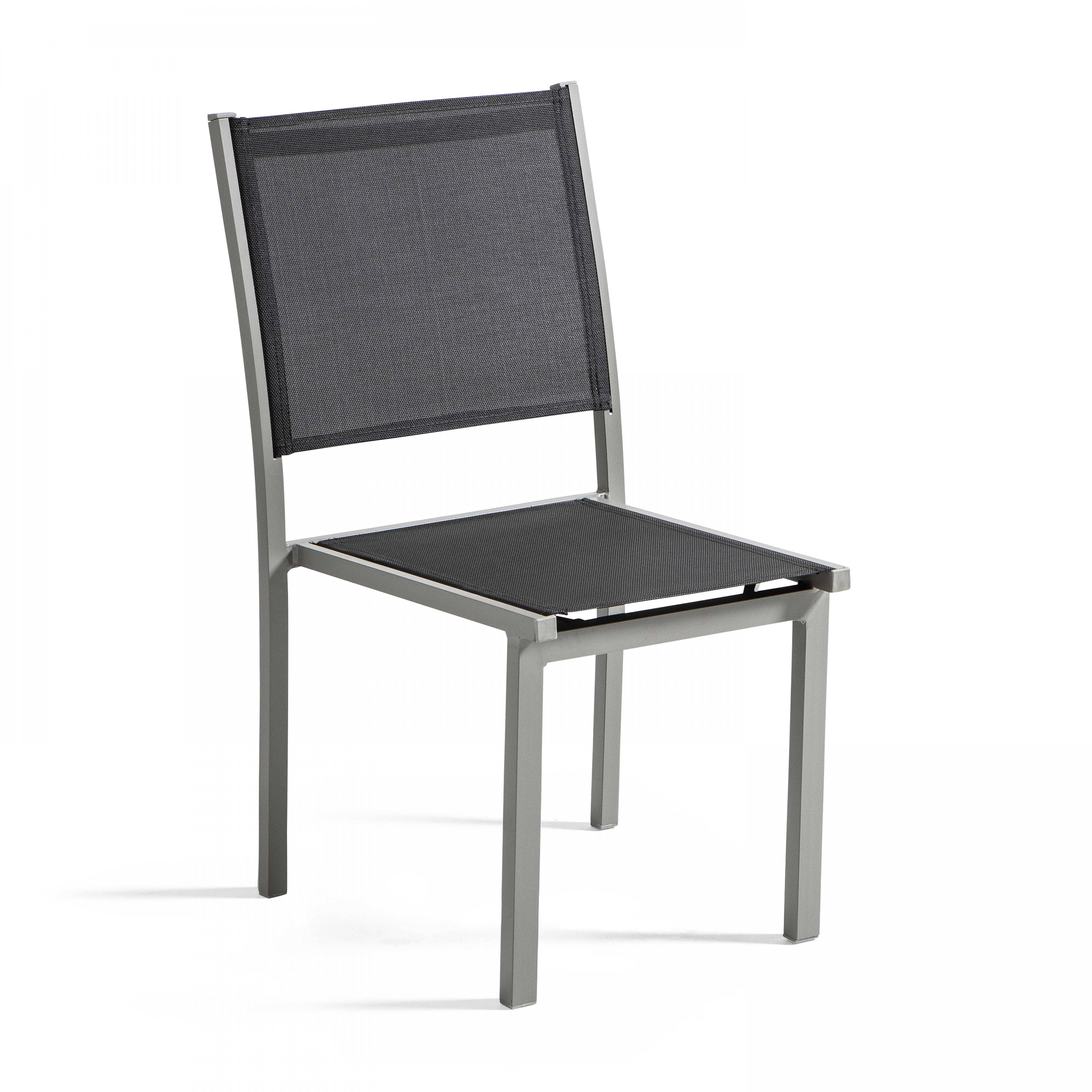 Oviala - Lot de 2 chaises de jardin en aluminium et textilène gris Ajaccio - Oviala - Imagen 2