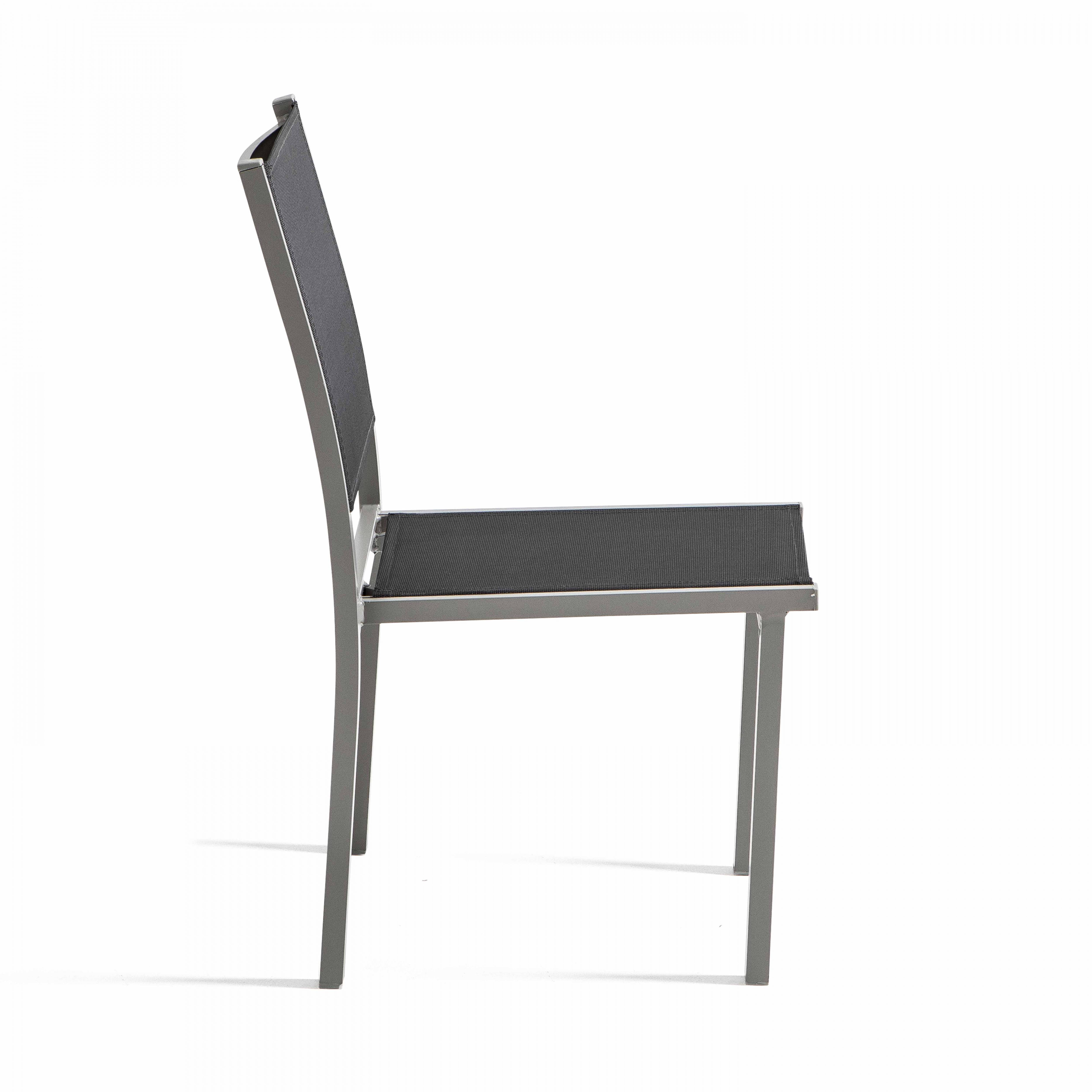 Oviala - Lot de 2 chaises de jardin en aluminium et textilène gris Ajaccio - Oviala - Imagen 4