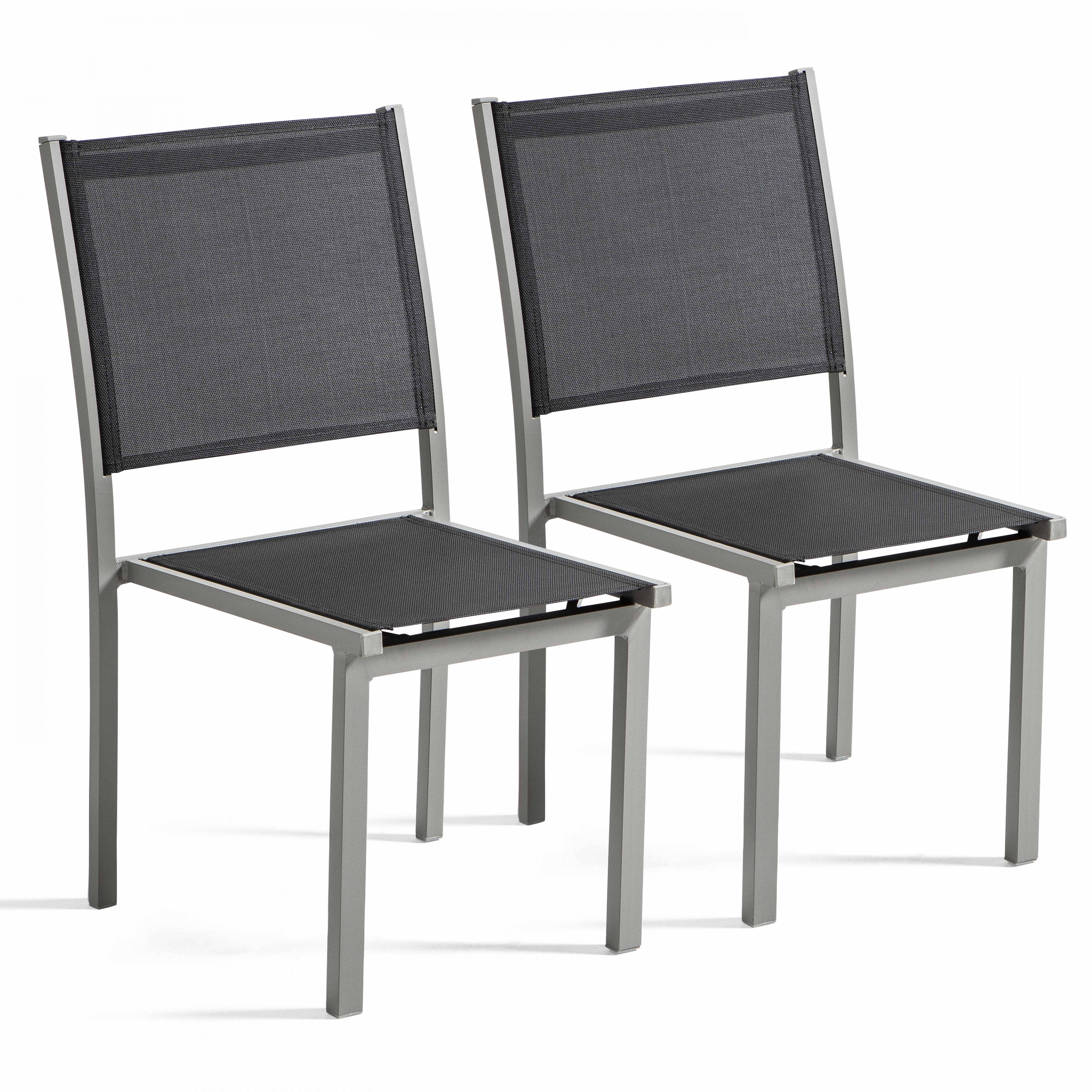 Oviala - Lot de 2 chaises de jardin en aluminium et textilène gris Ajaccio - Oviala - Imagen 1