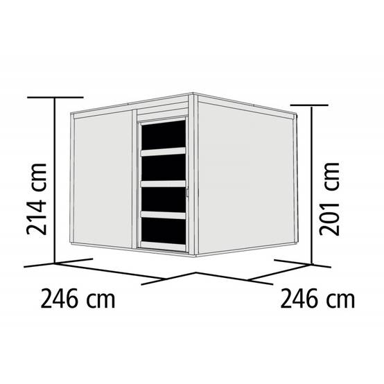 Abri de jardin 6,05m² bois massif 19mm toit plat porte coulissante Karibu marron - Image 4