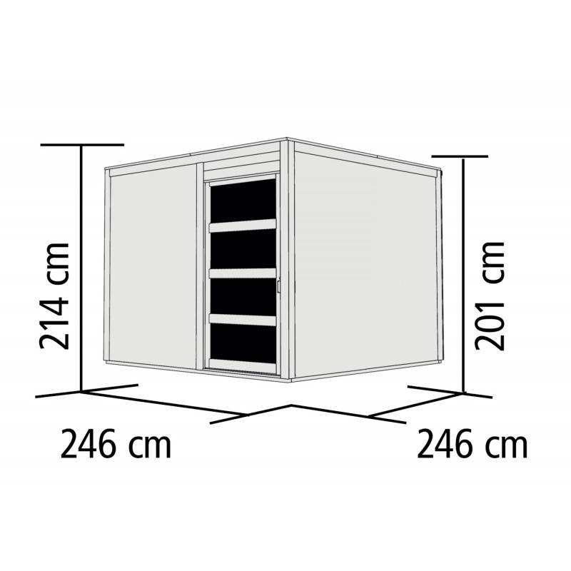 Abri de jardin 6,05m² bois massif 19mm toit plat porte coulissante Karibu marron - Image 4