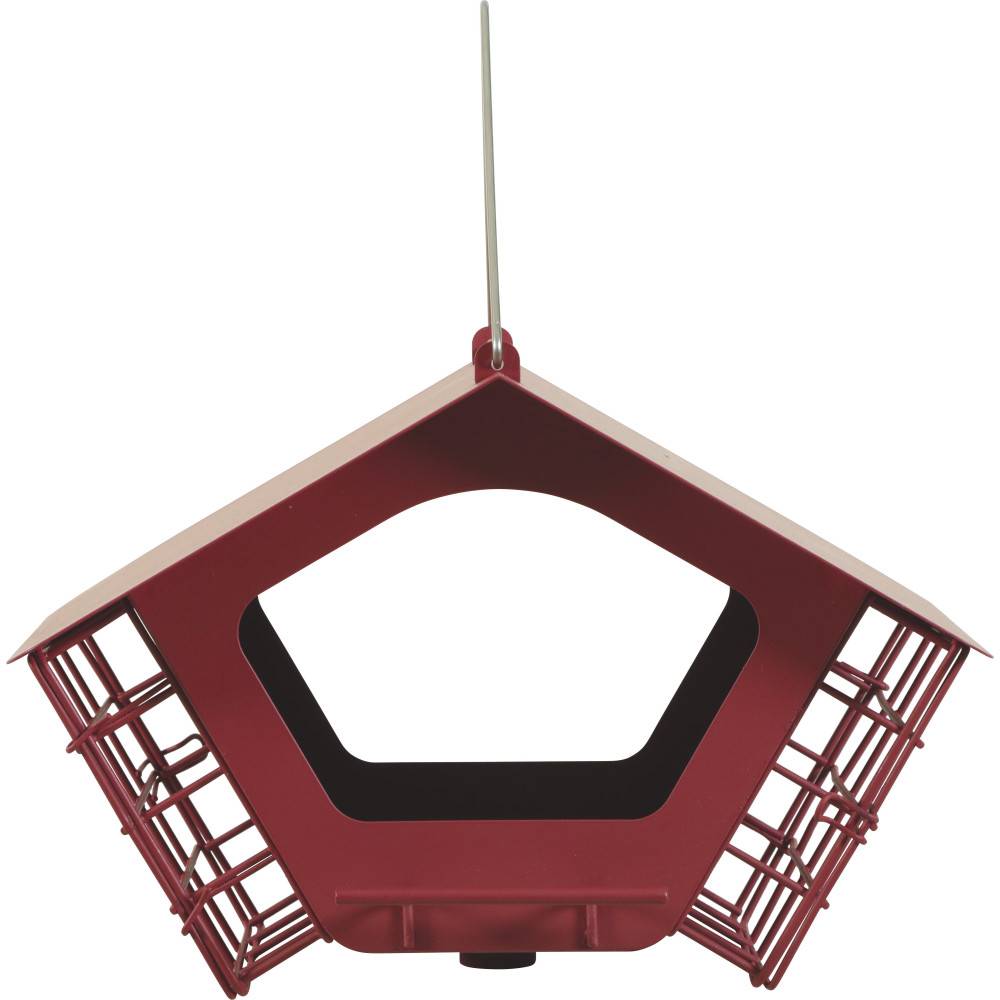 Zolux - Comedero Cabaña dúo XL rojo para semillas y bloques de grasa para pájaros - Imagen 1