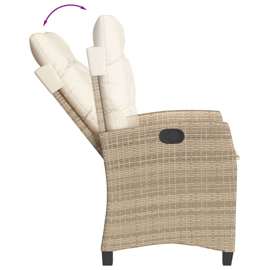 Fauteuil de Jardin Relax Résine Tressée Dossier Inclinable pour Balcon Terrasse Beige – ComfortXL Outdoor Living - Image 7
