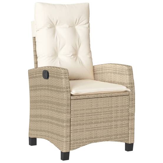 Fauteuil de Jardin Relax Résine Tressée Dossier Inclinable pour Balcon Terrasse Beige – ComfortXL Outdoor Living - Image 2