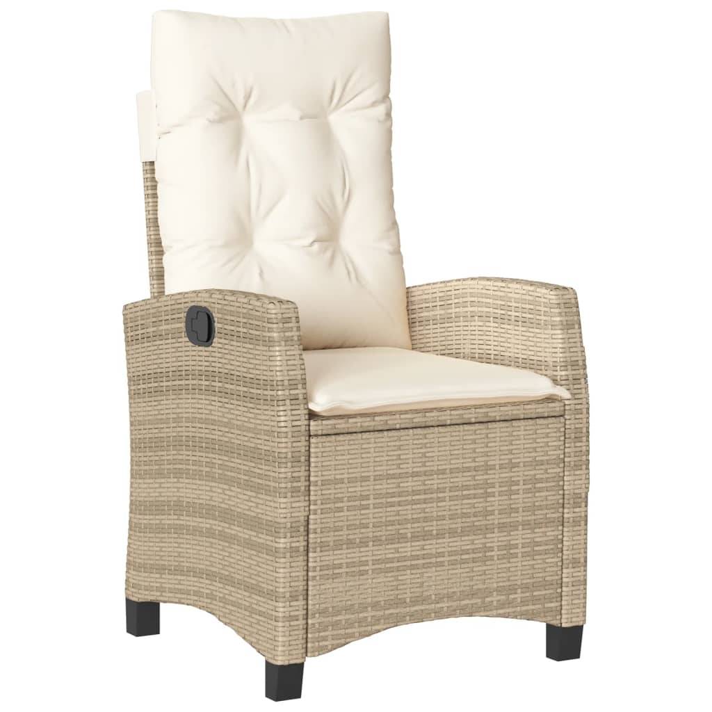 Fauteuil de Jardin Relax Résine Tressée Dossier Inclinable pour Balcon Terrasse Beige – ComfortXL Outdoor Living - Image 2