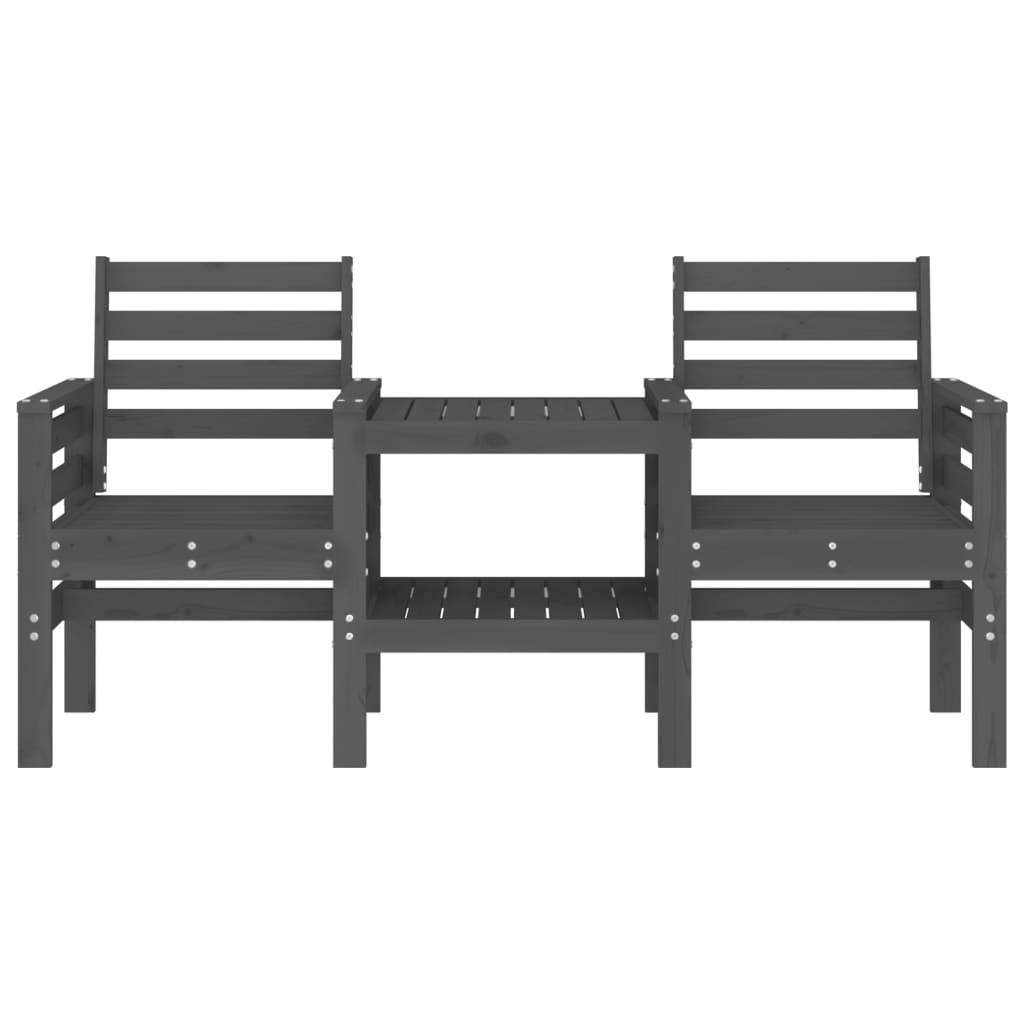 Maison Chic - Banc de jardin - Banc d'extérieur - Banquette avec table 2 places gris bois massif de pin-JU13947 - Imagen 3