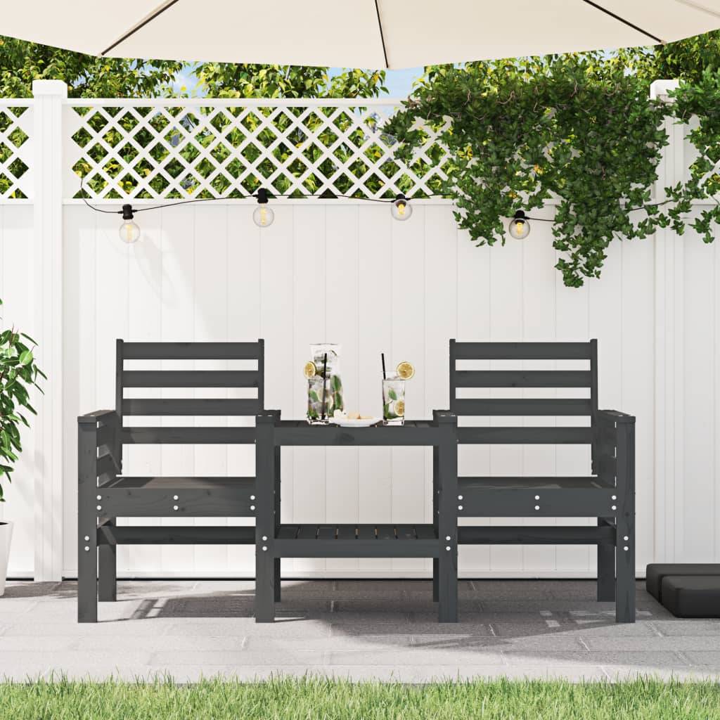 Maison Chic - Banc de jardin - Banc d'extérieur - Banquette avec table 2 places gris bois massif de pin-JU13947 - Imagen 2