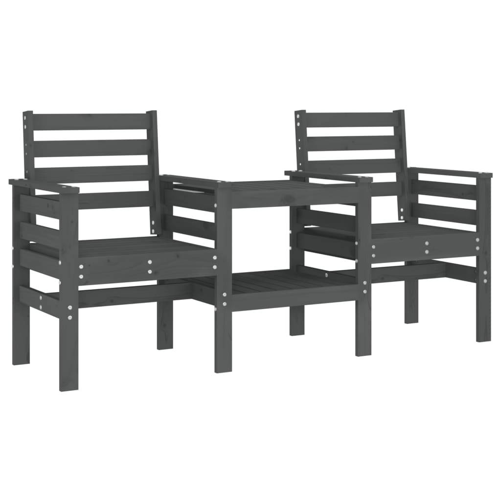 Maison Chic - Banc de jardin - Banc d'extérieur - Banquette avec table 2 places gris bois massif de pin-JU13947 - Imagen 1