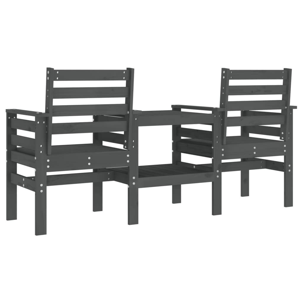 Maison Chic - Banc de jardin - Banc d'extérieur - Banquette avec table 2 places gris bois massif de pin-JU13947 - Imagen 5