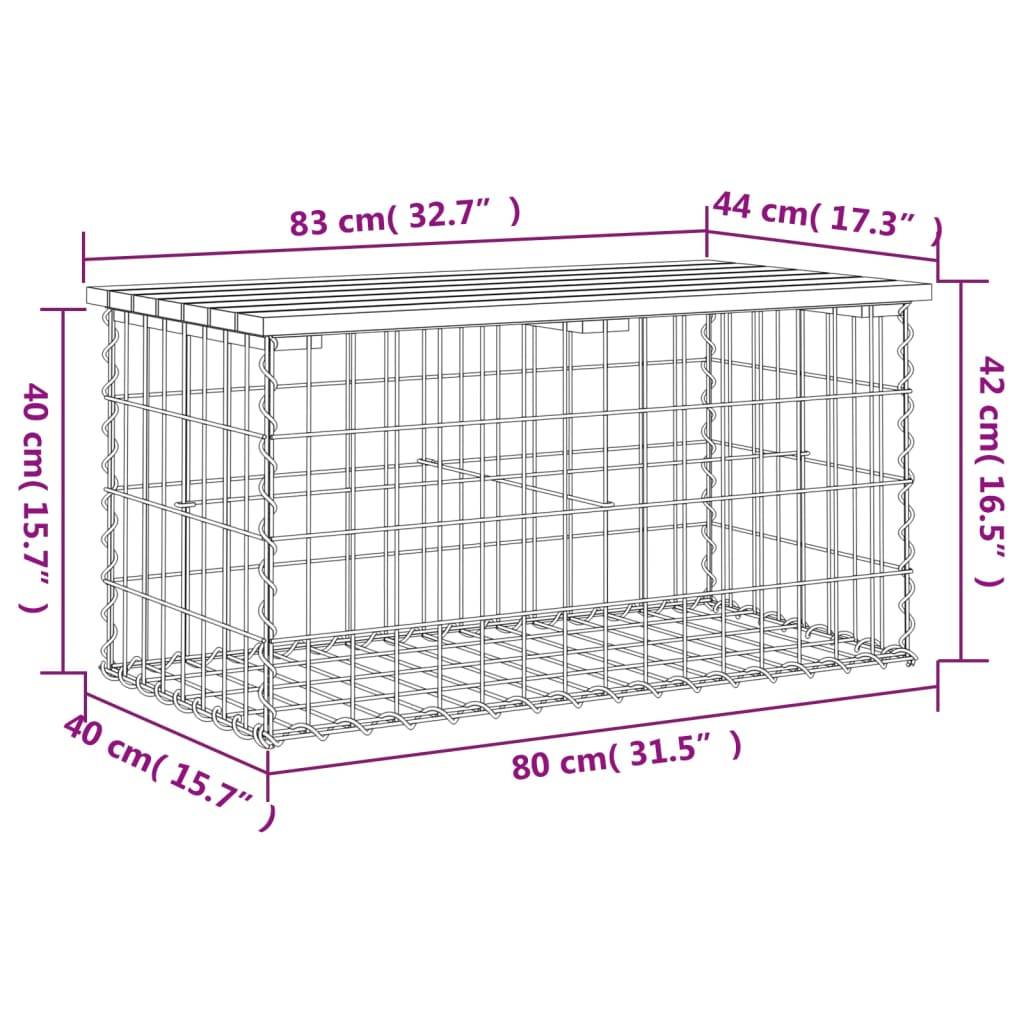 Maison Chic - Banc de jardin - Banc d'extérieur - Banquette design gabion 83x44x42 cm bois massif de douglas - Imagen 8