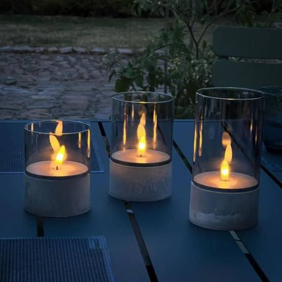 Brilliant - Lot 3 Lampes a poser LED BOUGIE BRILLIANT - 2500K - Plastique et verre - Gris et verre fumé - Image 1