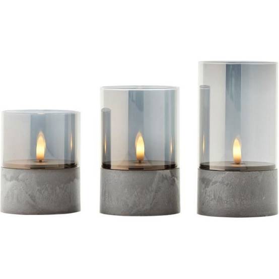 Brilliant - Lot 3 Lampes a poser LED BOUGIE BRILLIANT - 2500K - Plastique et verre - Gris et verre fumé - Image 2