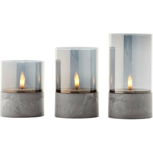Brilliant - Lot 3 Lampes a poser LED BOUGIE BRILLIANT - 2500K - Plastique et verre - Gris et verre fumé - Image 2