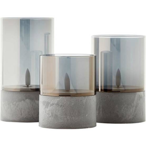 Brilliant - Lot 3 Lampes a poser LED BOUGIE BRILLIANT - 2500K - Plastique et verre - Gris et verre fumé - Image 5
