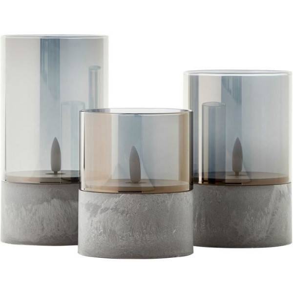 Brilliant - Lot 3 Lampes a poser LED BOUGIE BRILLIANT - 2500K - Plastique et verre - Gris et verre fumé - Image 5